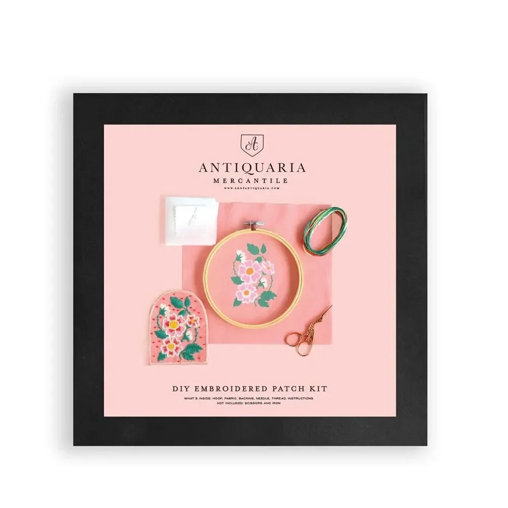 Antiquaria DIY Embroidery Kit: Roses Embroidery Patch Kit Craft Pink Floral New